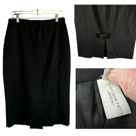 vintage ANNA MARCHETTI made in italy 100% Wool Skirt Lined Bow at Hem Size 46 - Picture 1 of 11